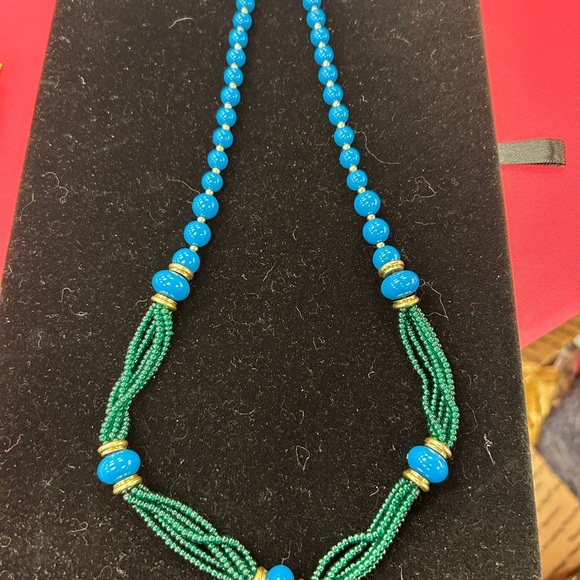 Trifari Jewelry - Trifari Vintage Blue and Green Beaded Necklace